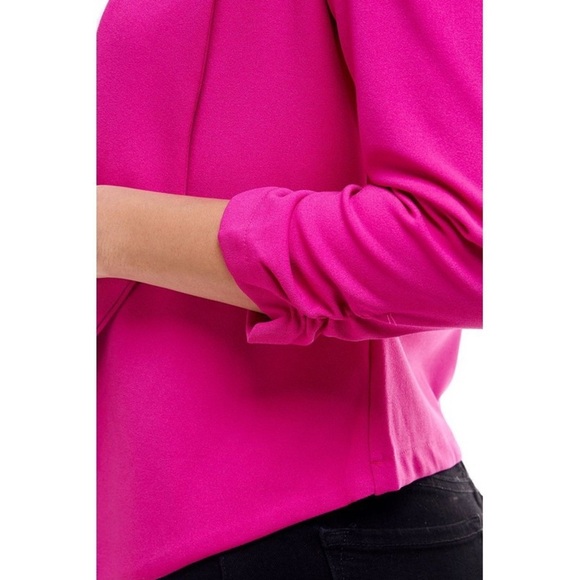 Magenta Curvy Lightweight Open Front Blazer - Picture 5 of 7